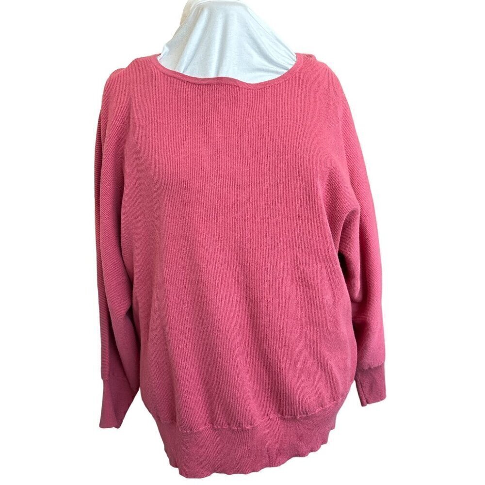 Chico’s Cotton Pink Ribbed  Top Women Size 3 X-Large  Raglan sleeves